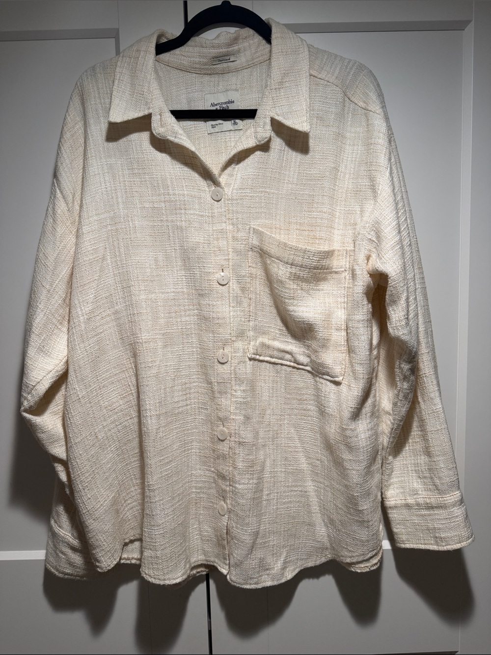 Abercrombie & Fitch Cream Woven Oversized Shirt